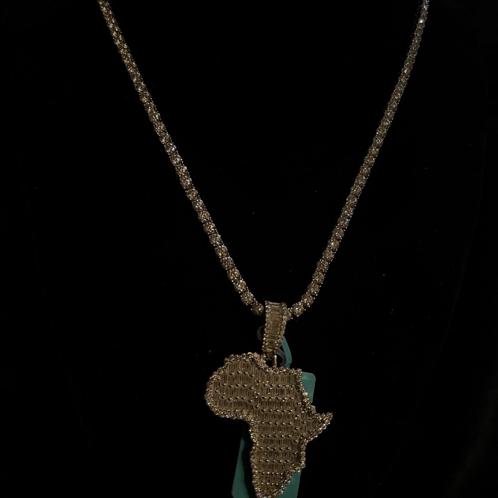 Sterling Silver Necklace with Africa Pendant